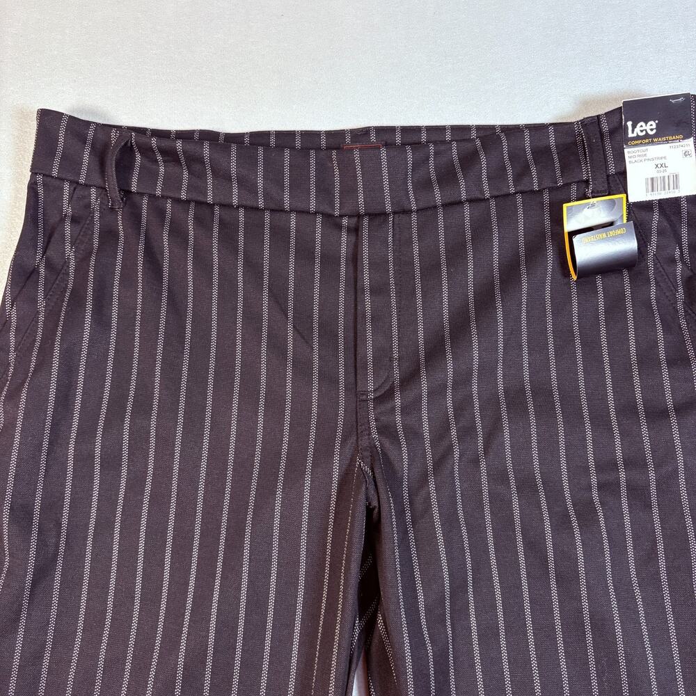 Lee Comfort Waistband Pants Womens XXL NWT Black Pinstripe Bootcut Mid Rise